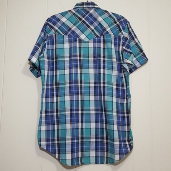 Vintage Golden Key Button Down Shirt Blue sz L - Picture 2 of 5